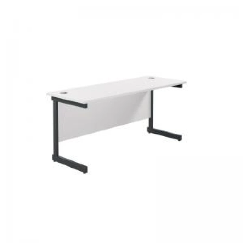 Image of Jemini Rectangular Single Upright Cantilever Desk 1800x600x730mm White/Black KF818120