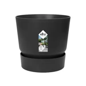 image of Elho Greenville 16cm Round Plastic Outdoor Plant Pot - Living Black