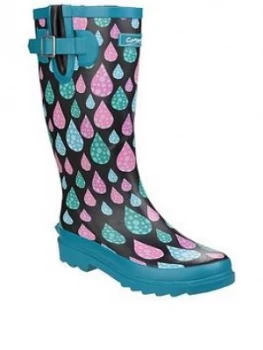 image of Cotswold Burghley Welly, Blue, Size 4, Women