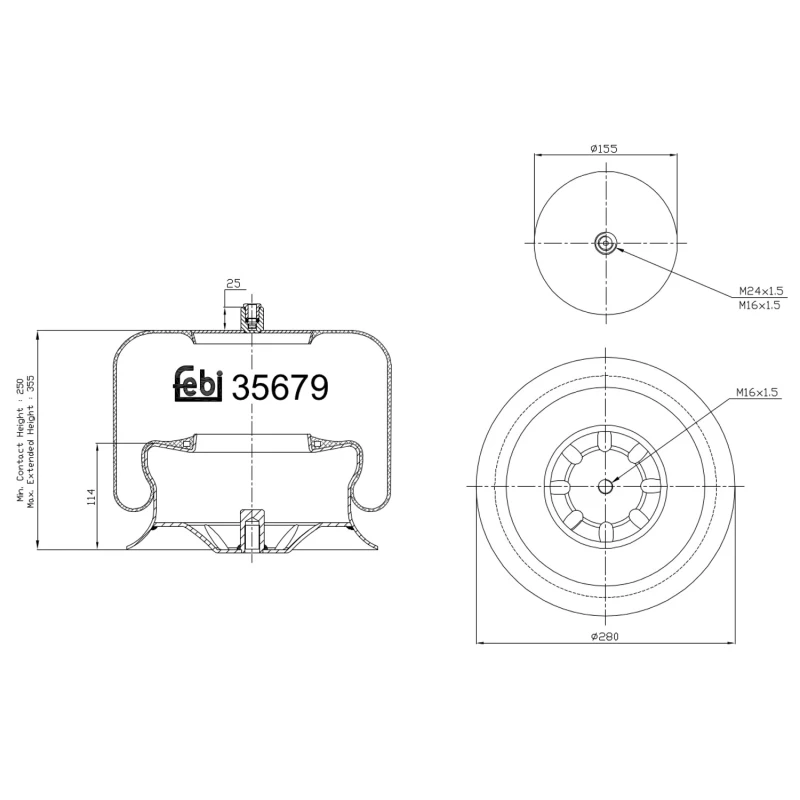 Image of FEBI BILSTEIN 35679 Boot, air suspension Front Axle Right Boot,air suspension (324)
