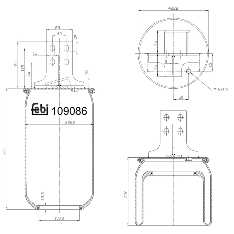 Image of FEBI BILSTEIN 109086 Boot, air suspension Rear Axle Boot,air suspension (324)