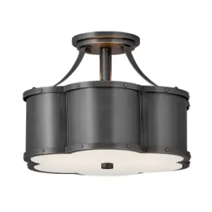 image of Hinkley Chance Cylindrical Ceiling Light Blackened Brass