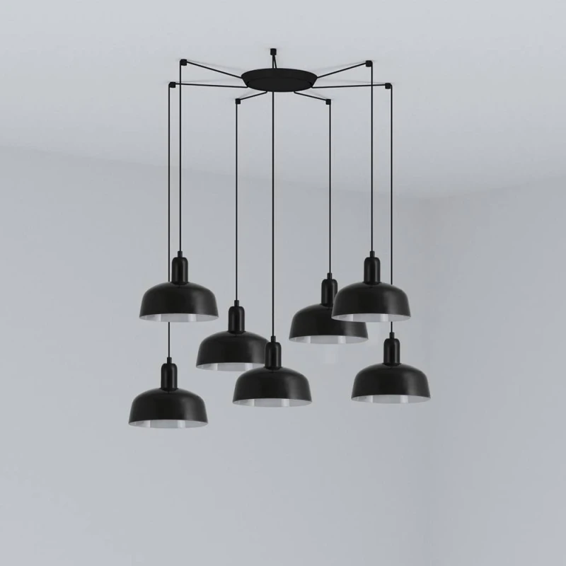 Image of Tatawin Small 7 Light Black Cluster Drop Pendant Lamp