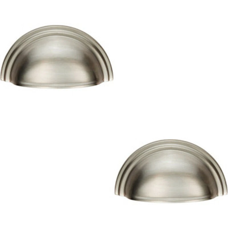 Image of Loops 2x Victorian Cup Pull Handle Polished Nickel 92 x 46mm 76mm Fixing Centres Metallics unisex