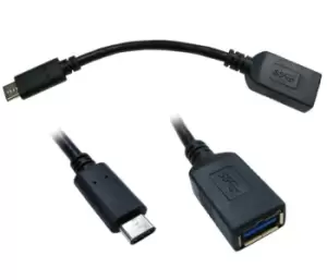 image of 15cm USB 3.0 Type C (M) to Type A (F) Cable - Black