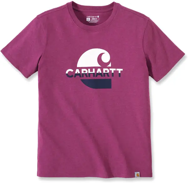 Image of Carhartt Loose Fit Heavyweight Faded C Graphic Ladies T-Shirt, pink, Size XS for Women