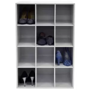 image of Techstyle Pigeon Hole 12 Pair Shoe Storage / Display / Media Shelves White