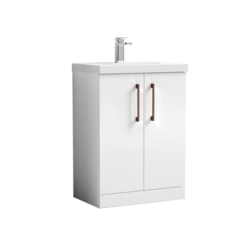 Image of Balterley Modern Bathroom 2 Soft Close Door Vanity Unit Basin, White, 600mm in White White Unisex