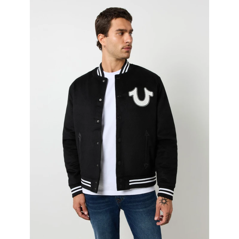 Image of True Religion Wool Horseshoe Bomber Jacket - Black M