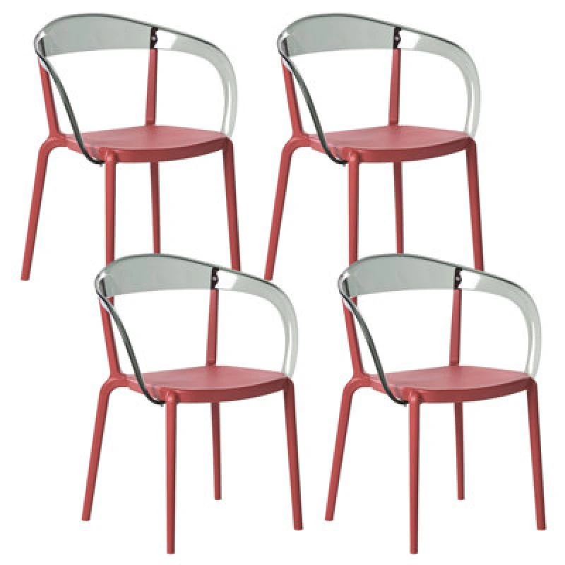 Image of Beliani Set Of 4 Garden Chairs Malevizi Stacking Red