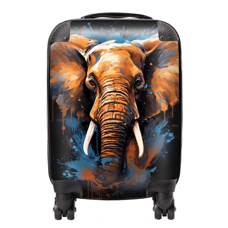 Image of Warren Reed - Designer Splashart Elephant Blue Suitcase Size: Large Blue Unisex Large