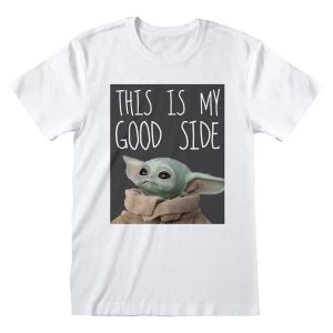 image of Star Wars - The Mandalorian This is My Good Side Unisex Large T-Shirt - White