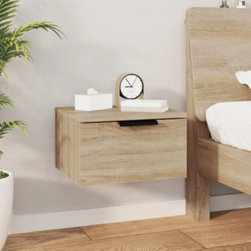 Image of Vidaxl Wall-mounted Bedside Cabinet Sonoma Oak 34X30X20 Cm, Brown 811382
