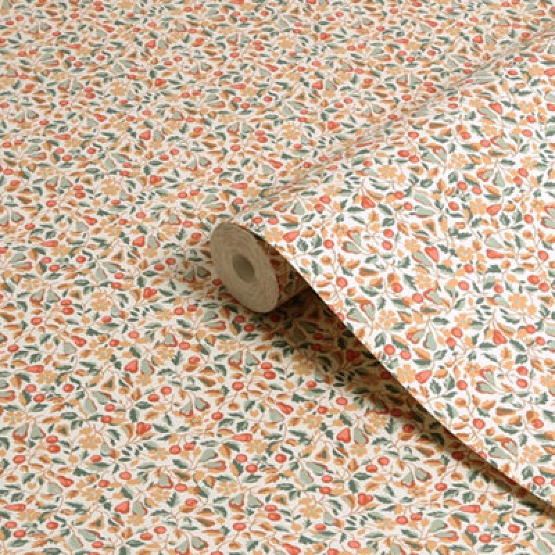 Image of Laura Ashley Rustic Charm Terracotta Devrons Grove Smooth Wallpaper