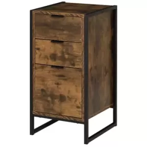 Image of Homcom Industrial 3 Drawer Cabinet Sideboard Storage Organizer Metal Frame Brown