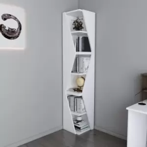 Image of Arrow 6-tier Corner Bookcase Bookshelf Walnut Black - Decorotika