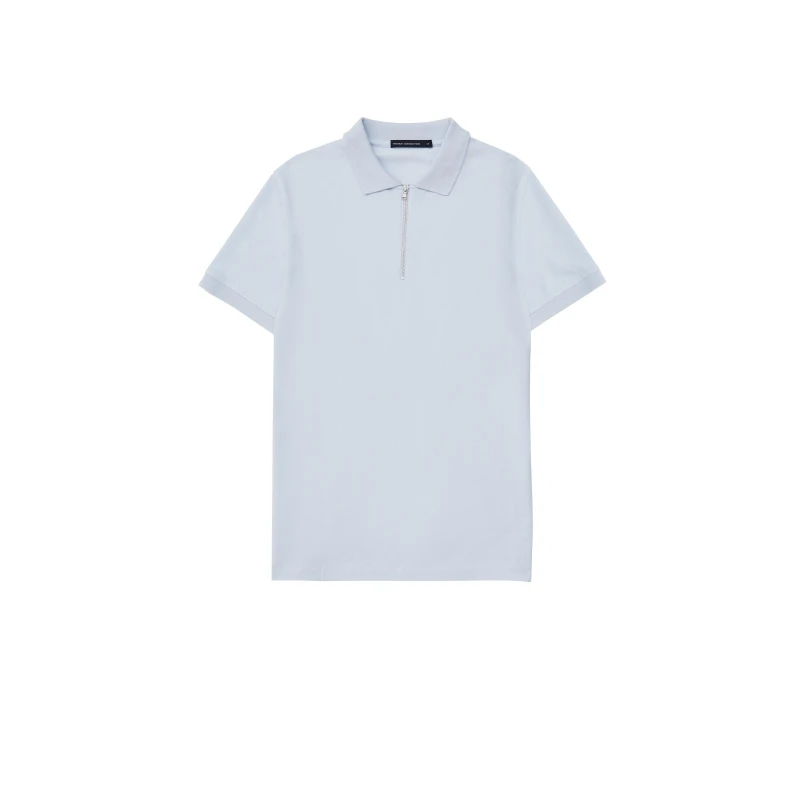 Image of French Connection Zip Up Pique Polo Shirt Xenon Blue male XXL