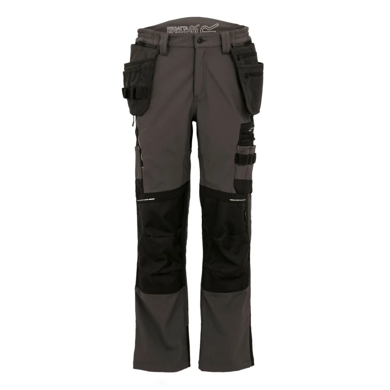 Image of Regatta Professional Mens 4 Way Stretch Work Trousers in Mid Grey Size: 34R Mid Grey Male 34R