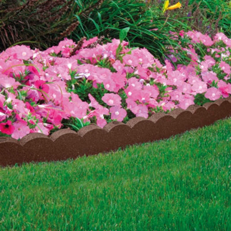 Image of Garden Gear Flexi Curve Border Scallop Flexible Edging Stone Effect Eco Friendly Recycled Rubber Small Brick Edging (Earth X1)