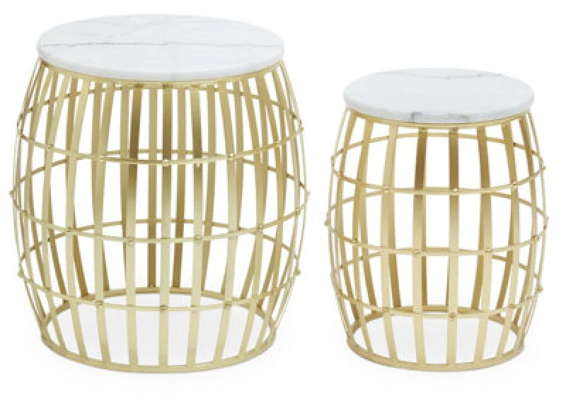 Image of Premier Housewares Jolie Set Of Two Round Table With White Marble And Gold Frame Gold unisex