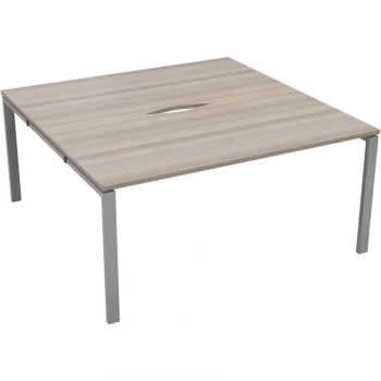 Image of 2 Person Double Bench Desk 1200X800MM Each - Silver/Grey Oak