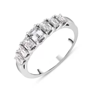 image of Platinum Diamond Emerald Cut Claw Set Half Eternity Ring