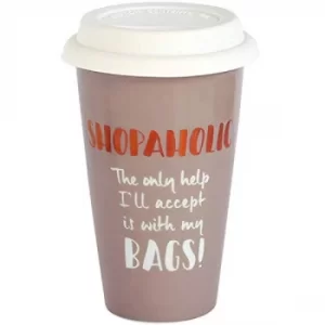 Image of Arora Ultimate Gift for Girls 8703 Shopaholic Ceramic Travel Mug, Stainless Steel