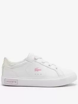 Image of Lacoste Infants' Lacoste Lacoste Powercourt Trainers, White/White, Size 4 Younger