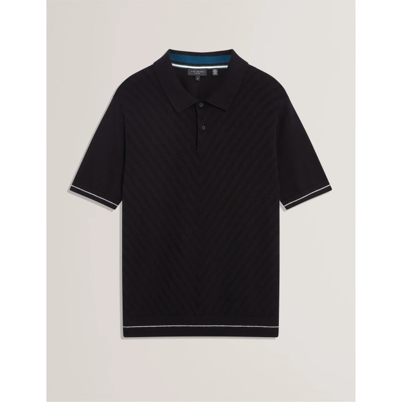 Image of Ted Baker Mens Stitch Short Sleeve Polo Shirt Black male S (2)
