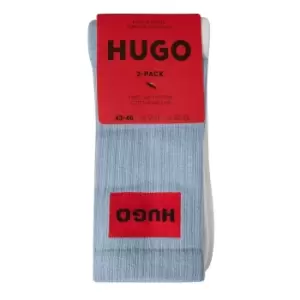 Image of Hugo 2 Pack Logo Label Crew Socks - Blue