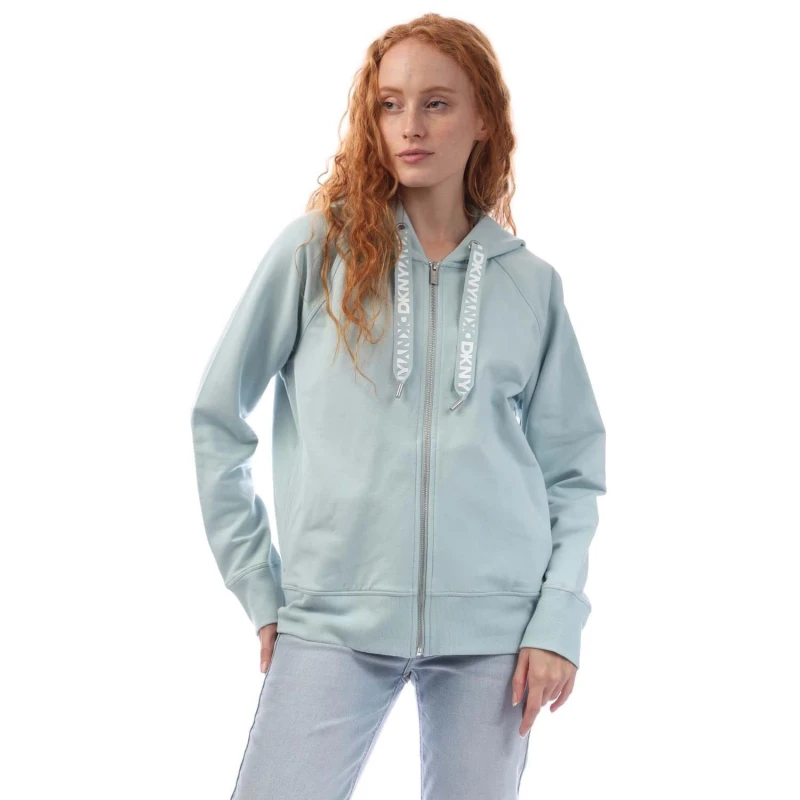 Image of DKNY Two Tone Logo Zip Sweat Jacket Grey female 2XS