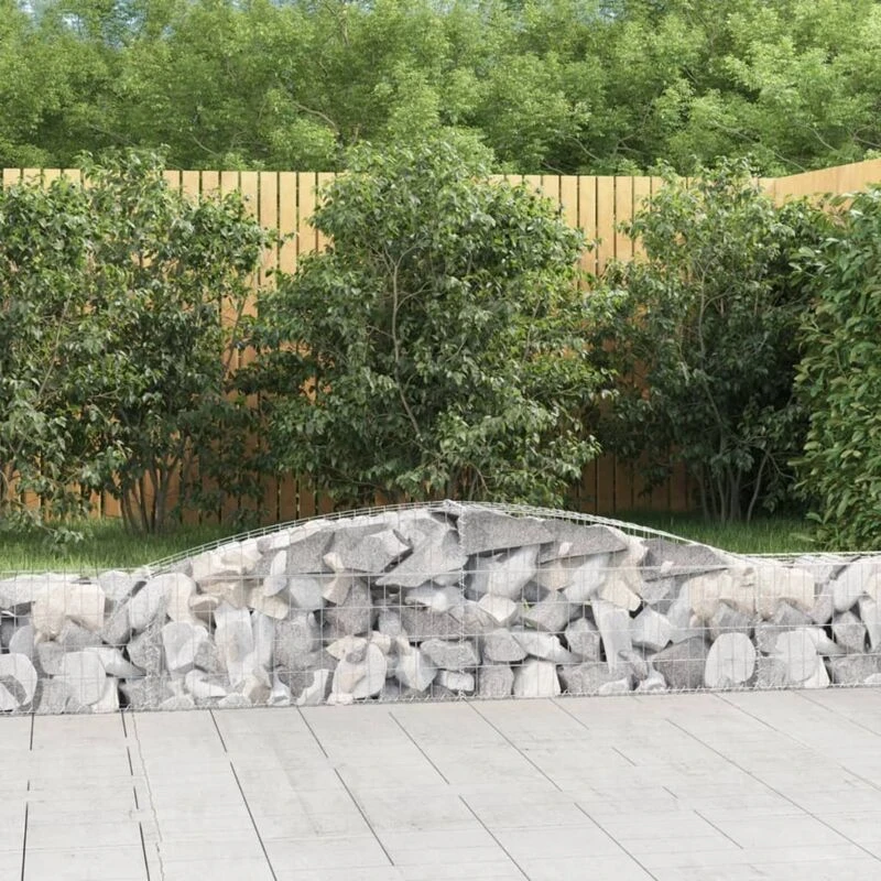 Image of VIDAXL Arched Gabion Baskets 4 pcs 400x30x40/60cm Galvanised Iron Vidaxl 8720845574123