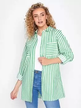 Image of Long Tall Sally Apple Stripe Oversized Shirt, Green, Size 10, Women