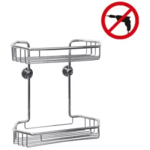 Image of Tesa Draad Shelf 2 baskets, chrome aluminum, easy installation without drilling (40227-00000-00)