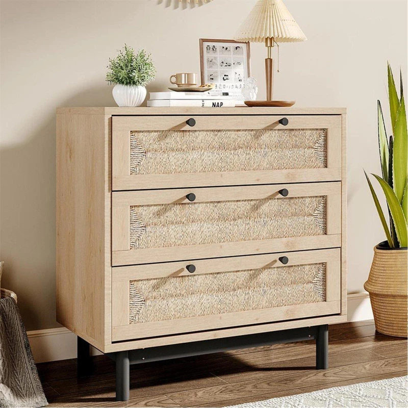 Image of Kabinet UK 3-Drawer Woven Accent Cabinet Natural unisex One size