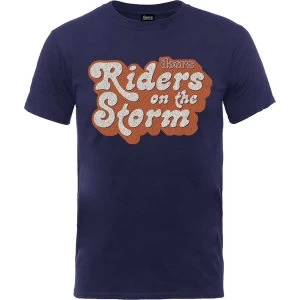 Image of The Doors - Riders on the Storm Logo Unisex Large T-Shirt - Blue