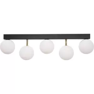 image of Ali Bar Globe Ceiling Light, Black, Gold, 5x G9