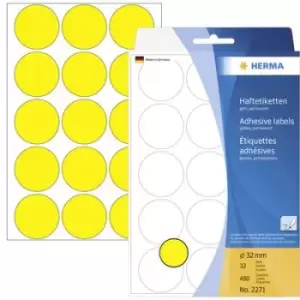 Image of Herma 2271 Labels Ø 32mm Paper Yellow 480 pc(s) Permanent Sticky dots