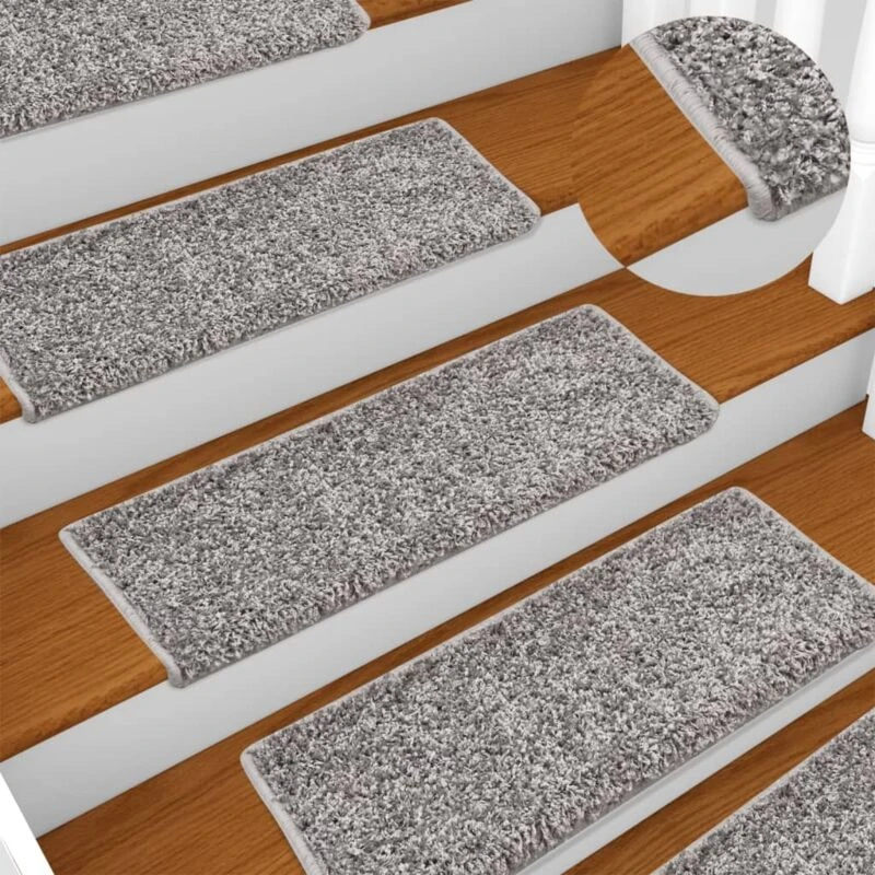 Image of VIDAXL Stair Mats 15 pcs 65x21x4cm Grey Rectangular Edge Vidaxl 134575