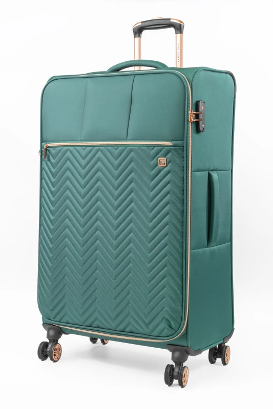 Image of Gino Ferrari Biella Soft Shell Suitcase Lightweight Hold Luggage with Tested Wheels in Teal Size: Large Teal Unisex Large
