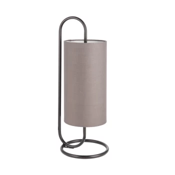 image of Arenzano Table Lamp Matt Black & Grey Fabric