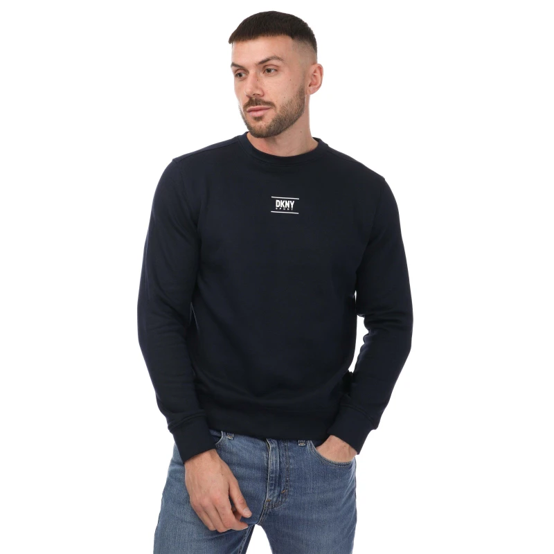Image of DKNY Printed Logo Crewneck Sweatshirt - Blue Blue S