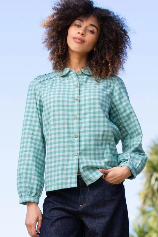Image of Kite Womens Marshwood Flannel Check Blouse in Green Size: 10 Green Female 10