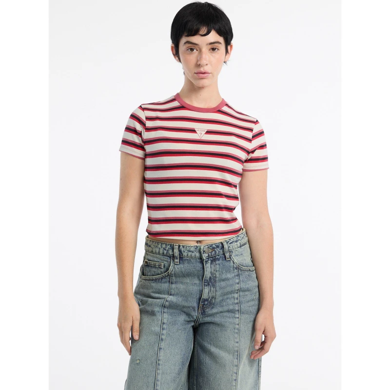 Image of Guess Womens Striped Baby Tee Fruit Juice female 8 (XS)
