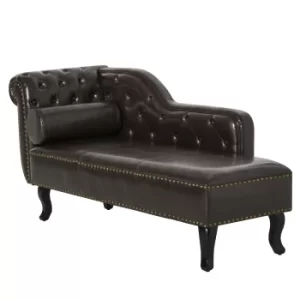 Image of Homcom Vintage Style PU Leather Chaise Lounge-Dark Brown