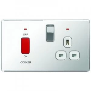 Image of Wickes 45A Cooker Switch and 13A Socket Polished Chrome Screwless Flat Plate