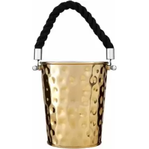 image of Small Gold Finish Party Bucket/ Wine Cooler Ice Buckets For Chilling And Cooling Wine Modern And Stylish Gold Finish Rope Handle Wine Chiller 18 x 18