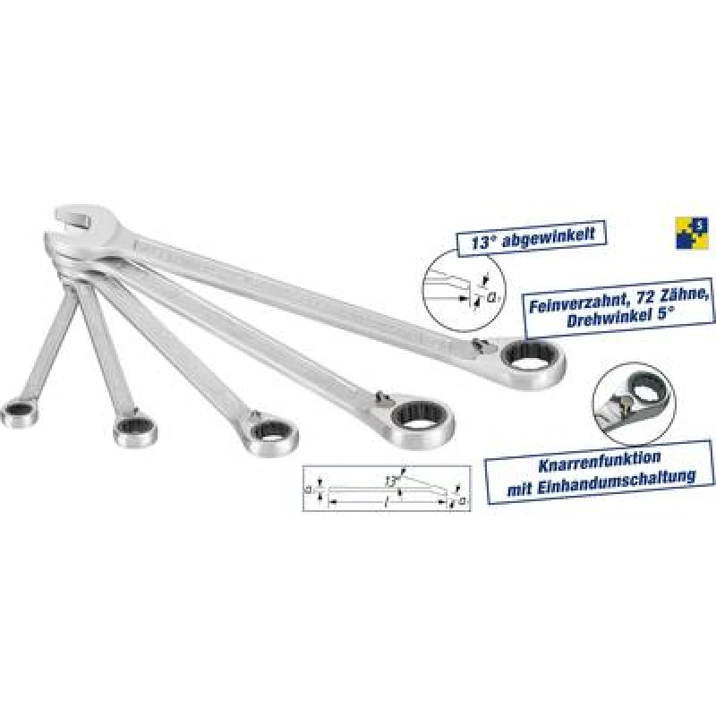 Image of Hazet Hazet 606/5 Ratcheting crowfoot wrench set 5 Piece Spanner size (metric) 8 - 19mm 606/5