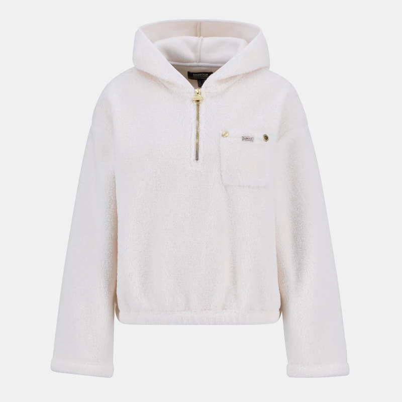 Image of Barbour International Lola Fleece Hoodie Womens Off White female 16 (XL)