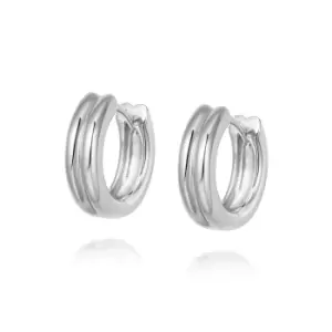 image of Daisy London Jewellery 925 Sterling Silver Meryl Huggie Hoop Earrings Sterling Silver